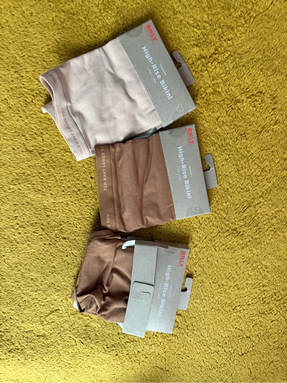 Only High-Rise Bikini Briefs in Light Pink and Brown (3-Pack) sz medium old navy